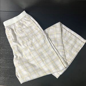 Arizona Body Plaid Sleepwear Pajama Pants in Light Tan and Pale Blue NWOT